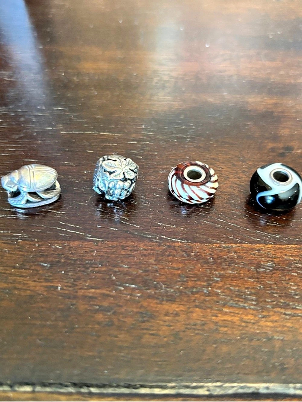 Set of 4 Retired Troll Beads Silver